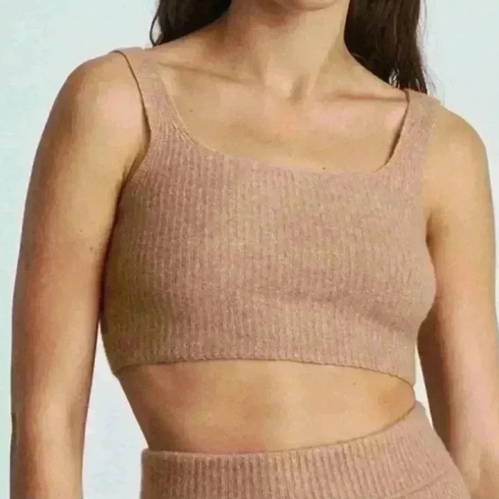 Everlane Cozy Stretch Camel Ribbed Crop Tank NWT Medium